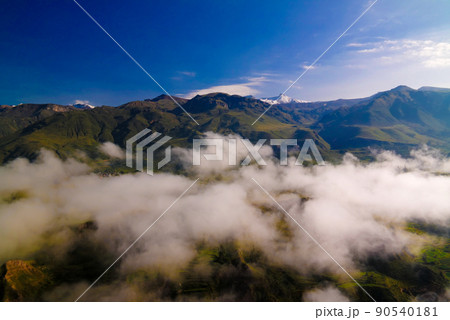 Aerial panoramic view to Colca canyon from the Tunturpay viewpoint, Chivay, Arequipa, Peru 90540181