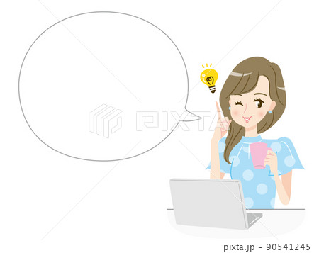 説明するオシャレな若い女性と吹き出し 90541245