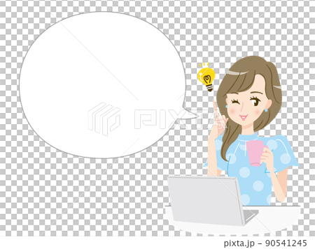 説明するオシャレな若い女性と吹き出し 90541245