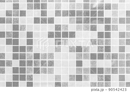 Grey and White Ceramic Tile Mosaic Abstract Pattern Square Design Bath or Pool Texture Background, Soft Focus Grey and White Ceramic Tile Mosaic Abstract Pattern Square Design Bath or Pool Texture Background, Soft Focus 90542423