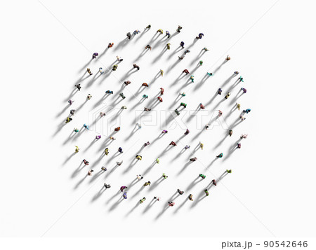 People standing in circle shape top view 3D rendering 90542646