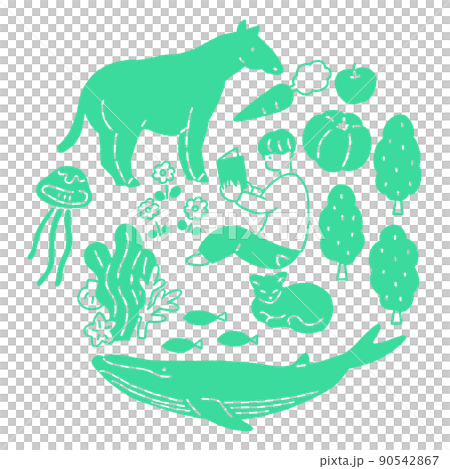 人與自然和諧的形象矢量圖解 90542867