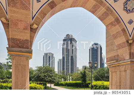 beautiful large mosque decorated with beautiful patterns 90543051