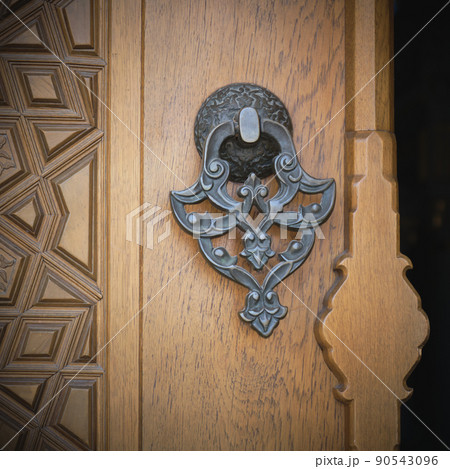 door metal handle in the mosque decorated with beautiful patterns door metal handle in the mosque decorated with beautiful patterns 90543096