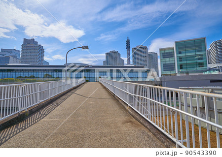 神奈川県横浜市の臨港パークの歩道から南西側のパシフィコ横浜展示ホール方面を見る 90543390