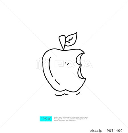 bitten apple drawing outline