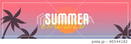 夏の夕焼け サマー Webバナー 広告 海 背景 風景 壁紙 のイラスト素材