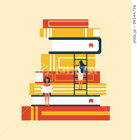 People Small in Size and Books Vector Illustration 90544736