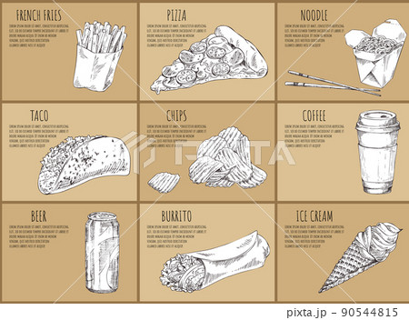 Pizza Italian Recipe Sketches Vector Illustration Pizza Italian Recipe Sketches Vector Illustration 90544815
