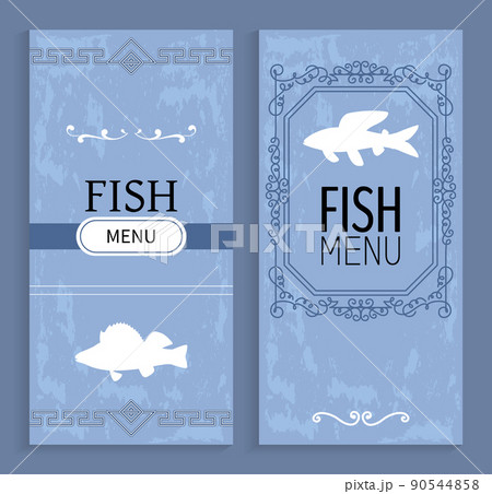 Fish Menu Isolated on Blue Vector Illustration 90544858