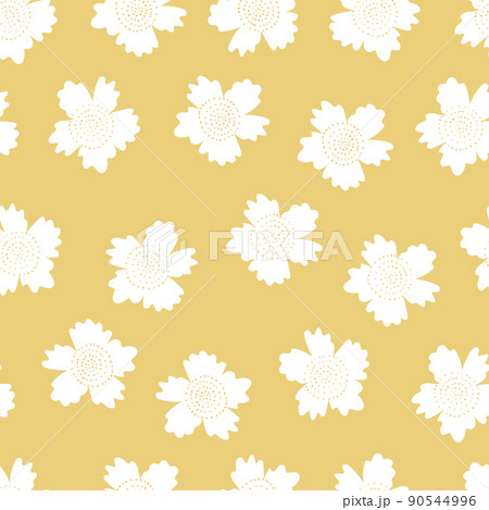 Seamless floral pattern based on traditional folk art ornaments. Colorful flowers on color background. Scandinavian style. Sweden nordic style. Vector illustration. Simple minimalistic pattern 90544996