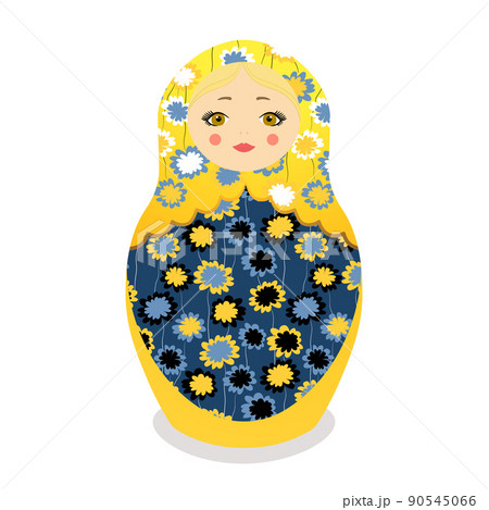 Russian Matryoshka. Traditional Russian folklore dolls with big eyes and lips. Babushka doll with hohloma, traditional painted floral pattern. Hand drawn vector illustration Russian Matryoshka. Traditional Russian folklore dolls with big eyes and lips. Babushka doll with hohloma, traditional painted floral pattern. Hand drawn vector illustration 90545066