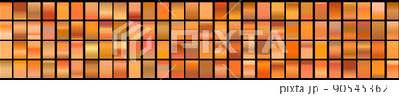 Metalic gradient collection with shiny gold hologram. Holographic foil texture, gold rose, brown and golden gradation. Vector set for frame, ribbon, border, other design 90545362