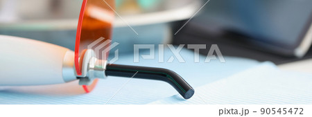 Stomatological tool for whitening teeth in clinic with plastic nozzle Stomatological tool for whitening teeth in clinic with plastic nozzle 90545472