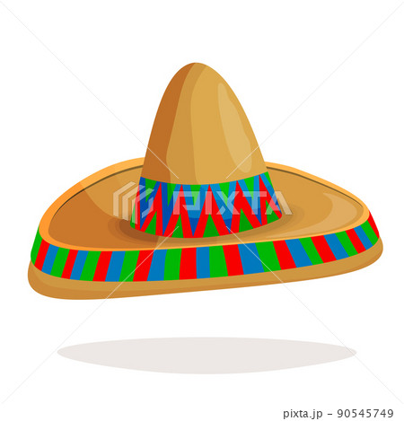 Mexican ethnic sombrero hat isolated element. Vector drawing illustration for icon, game, packaging, banner. Wild west, Mexico concept. Traditional Mexican wide brimmed hat Mexican ethnic sombrero hat isolated element. Vector drawing illustration for icon, game, packaging, banner. Wild west, Mexico concept. Traditional Mexican wide brimmed hat 90545749