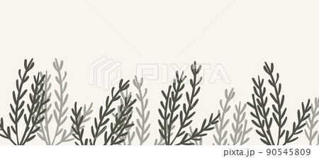 Floral web banner with drawn color exotic leaves. Nature concept design. Modern floral compositions with summer branches. Vector illustration on the theme of ecology, natura, environment 90545809