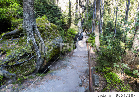 Sandstone formations and pathway in the Adrspach Rocks, Czech Republic Sandstone formations and pathway in the Adrspach Rocks, Czech Republic 90547187