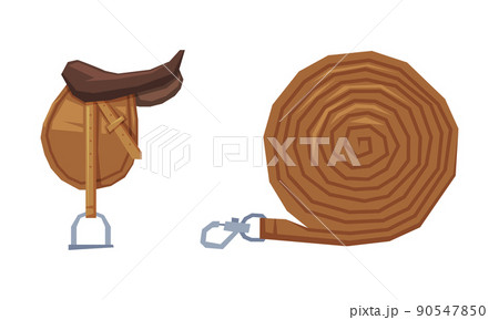 Saddle and Reins as Horse Tack and Equestrian Sport Items for Racing Vector Set Saddle and Reins as Horse Tack and Equestrian Sport Items for Racing Vector Set 90547850