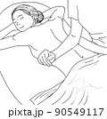 気持ちよさそうに背中のマッサージを受ける女性のイラスト 90549117