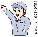 説明する作業服の女性 90549759
