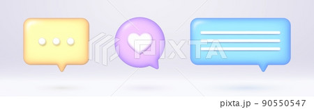 3d speech bubbles set, realistic chat dialogue quotes 90550547