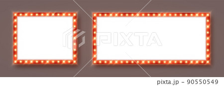 Marquee frames with red border, retro casino signboards with white background. 90550549
