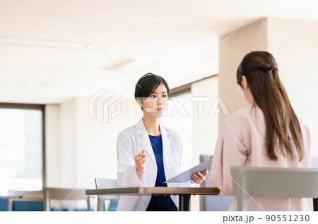 患者を問診する女性医師 患者を問診する女性医師 90551230