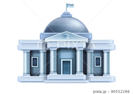 3D bank building vector icon, city museum Greek entrance government finance house facade, column.  90552266
