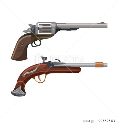 Pistol guns, firearm or steampunk magnum revolverのイラスト素材