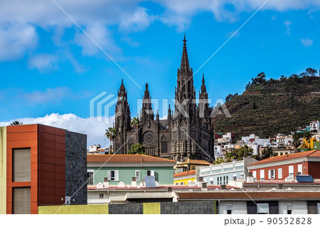 View of Arucas with the San Juan Bautista Church, Gran Canaria Island, Canary Islands, Spain 90552828
