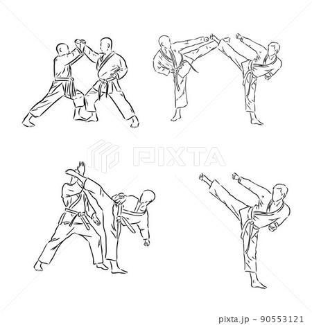 the vector illustration of the karate fighter 90553121