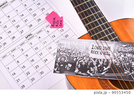 Long live rock and roll concept. 13 day marked in calendar. Long live rock and roll concept. 13 day marked in calendar. 90553450