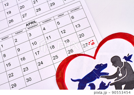 World international animal rights day concept. Calendar for april. 90553454