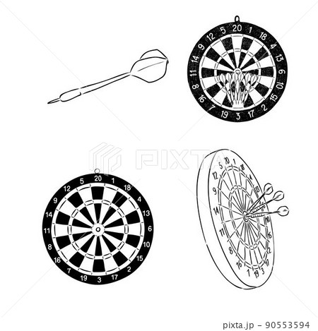 Man throwing dart arrow Ink black and white drawing Stock Photo  Alamy