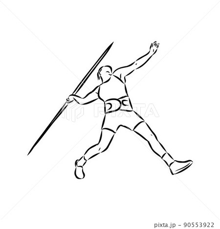 Hand Sketch Athlete Throwing a Javelin. Vector Illustration Stock Vector -  Illustration of people, throw: 247200367