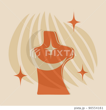 Modern aesthetic illustration with woman bust with stars 90554161