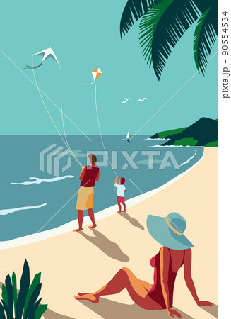 Family Beach Holiday Summer Vacation Rest Poster 90554534