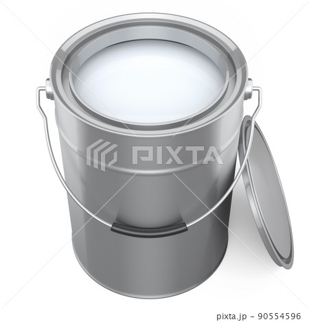 Open metal can or buckets of paint with handle on white background. Open metal can or buckets of paint with handle on white background. 90554596