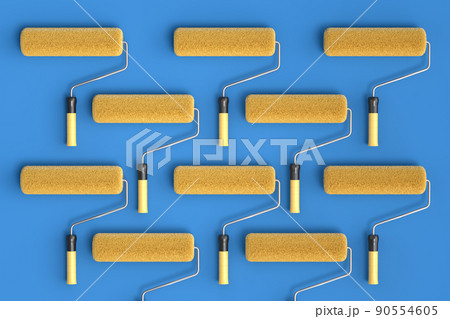 Set of paint rollers for painting walls and renovating apartment on blue. Set of paint rollers for painting walls and renovating apartment on blue. 90554605
