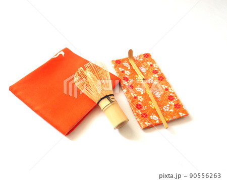 帛紗 古帛紗 茶筅 茶杓 白背景 帛紗 古帛紗 茶筅 茶杓 白背景 90556263