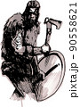 Sketch of viking warrior in full with ax aggressively attacks 90558621