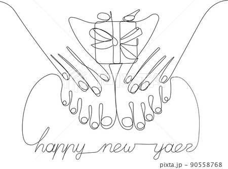 outline of legs and hans with gift outline of legs and hans with gift 90558768