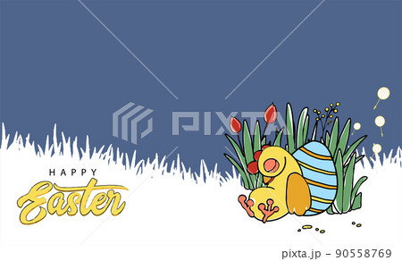 Happy easter holiday with colorful painted egg Happy easter holiday with colorful painted egg 90558769