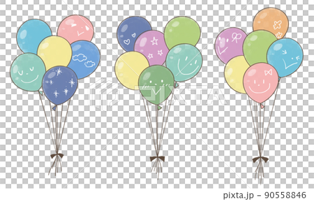 插圖集 6 個柔和的彩色氣球 90558846