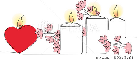 Romantic atmosphere candles with a flowers 90558932