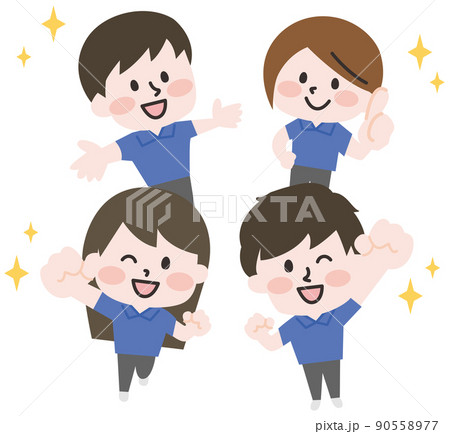 ポロシャツを着た男女スタッフたち  90558977