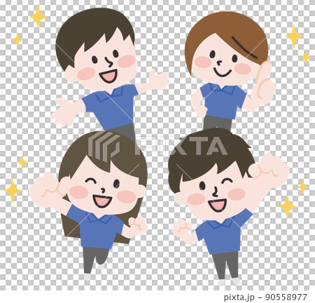 ポロシャツを着た男女スタッフたち  90558977