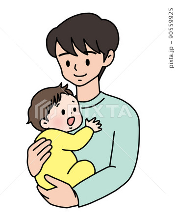 赤ちゃんを抱っこするお父さん 90559925