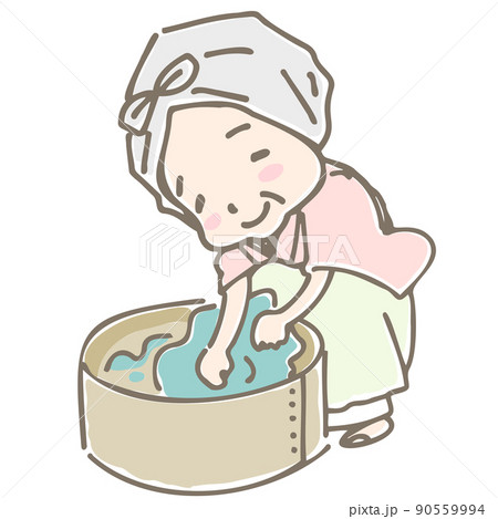 洗濯をする昔話のおばあさん 洗濯をする昔話のおばあさん 90559994