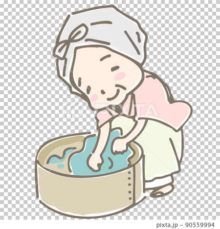 洗濯をする昔話のおばあさん 洗濯をする昔話のおばあさん 90559994